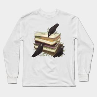 Old Books and crows Long Sleeve T-Shirt